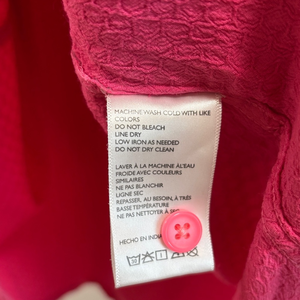 Urban Outfitters Hot Pink Button Down Drape Shirt Size L Oversized Short Sleeve - Picture 4 of 8